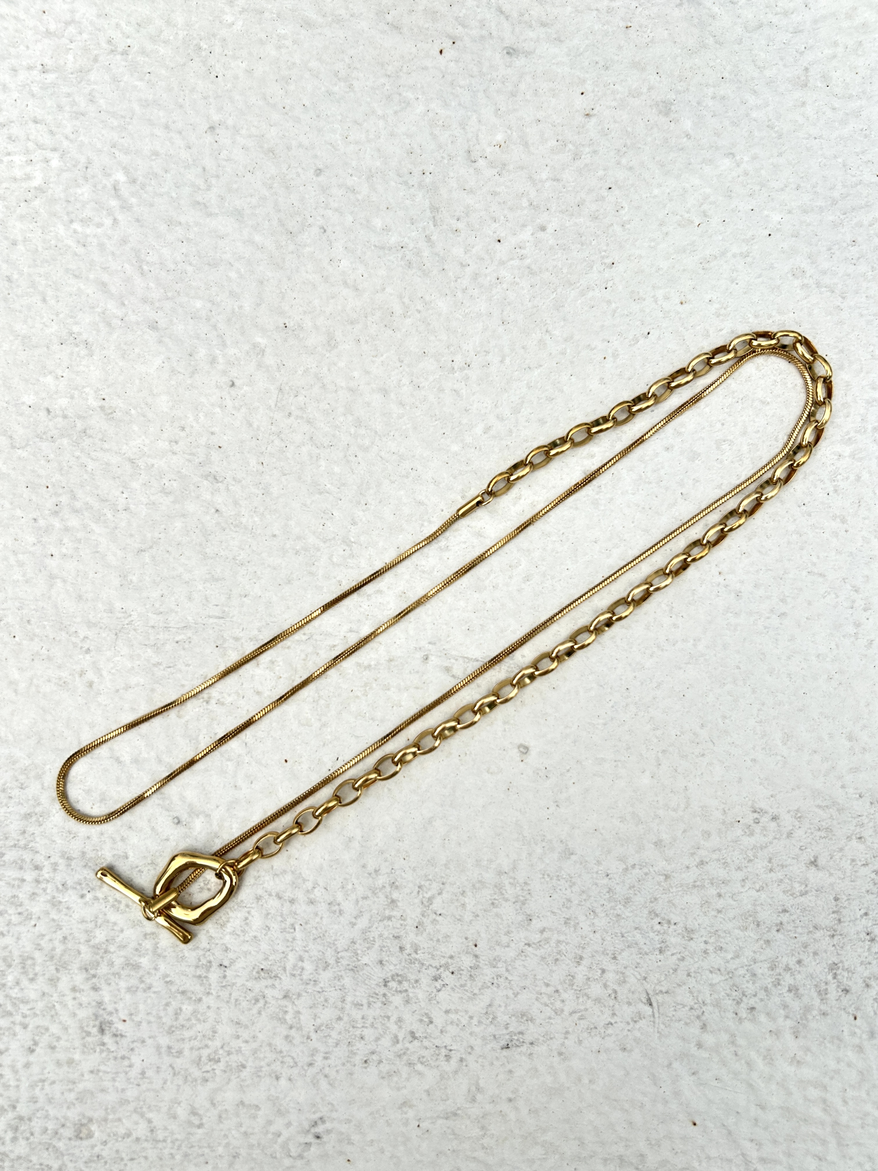 Gold dual chain OT stainless necklace
