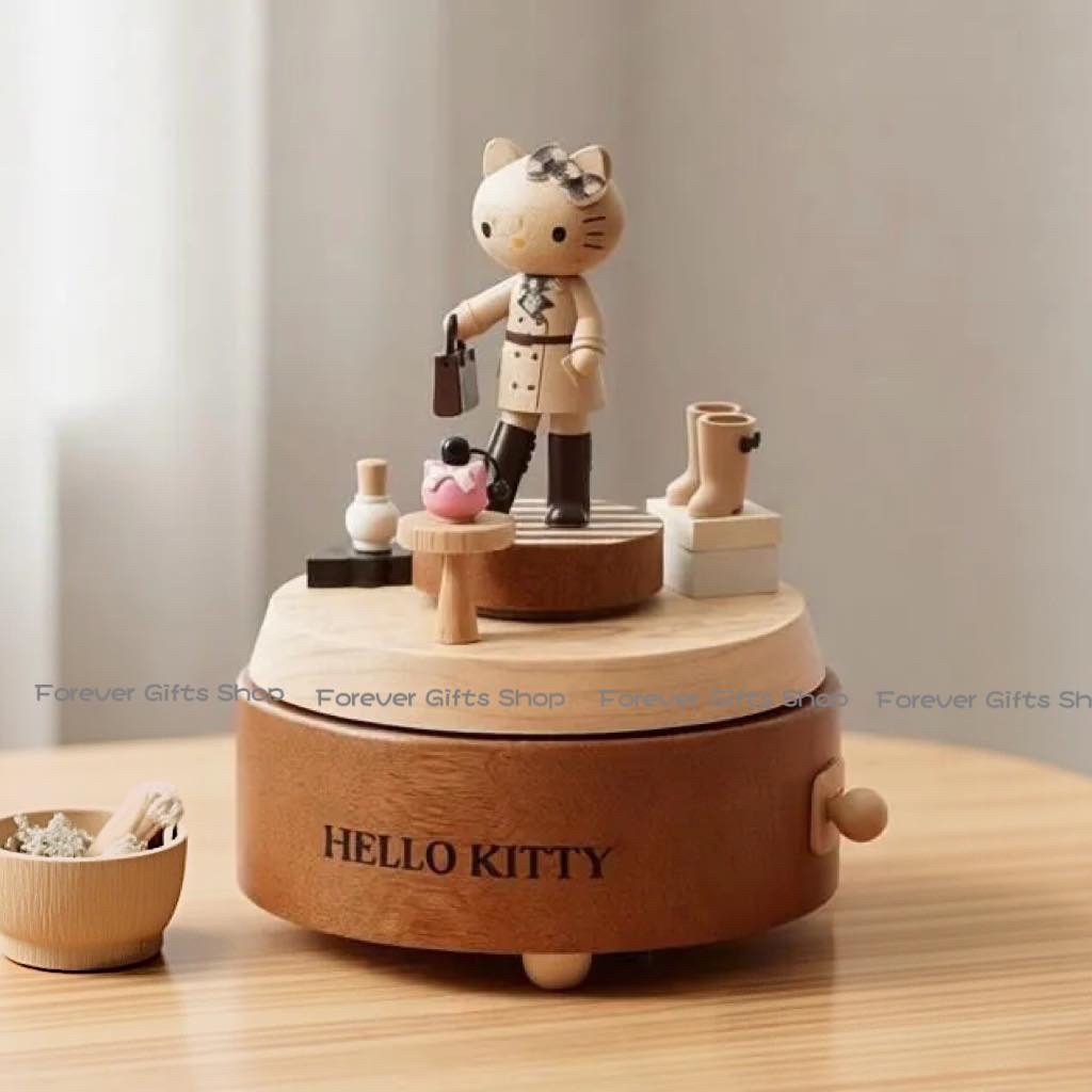 （約6月尾到貨）🇹🇼台灣超商限定 限量長腿Kitty 雙旋轉音樂盒💕