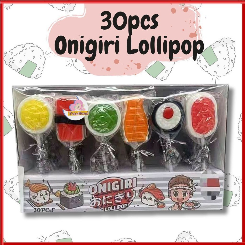 30pcs Leanseng Onigiri Lollipop gula sushi lollipop hard candy