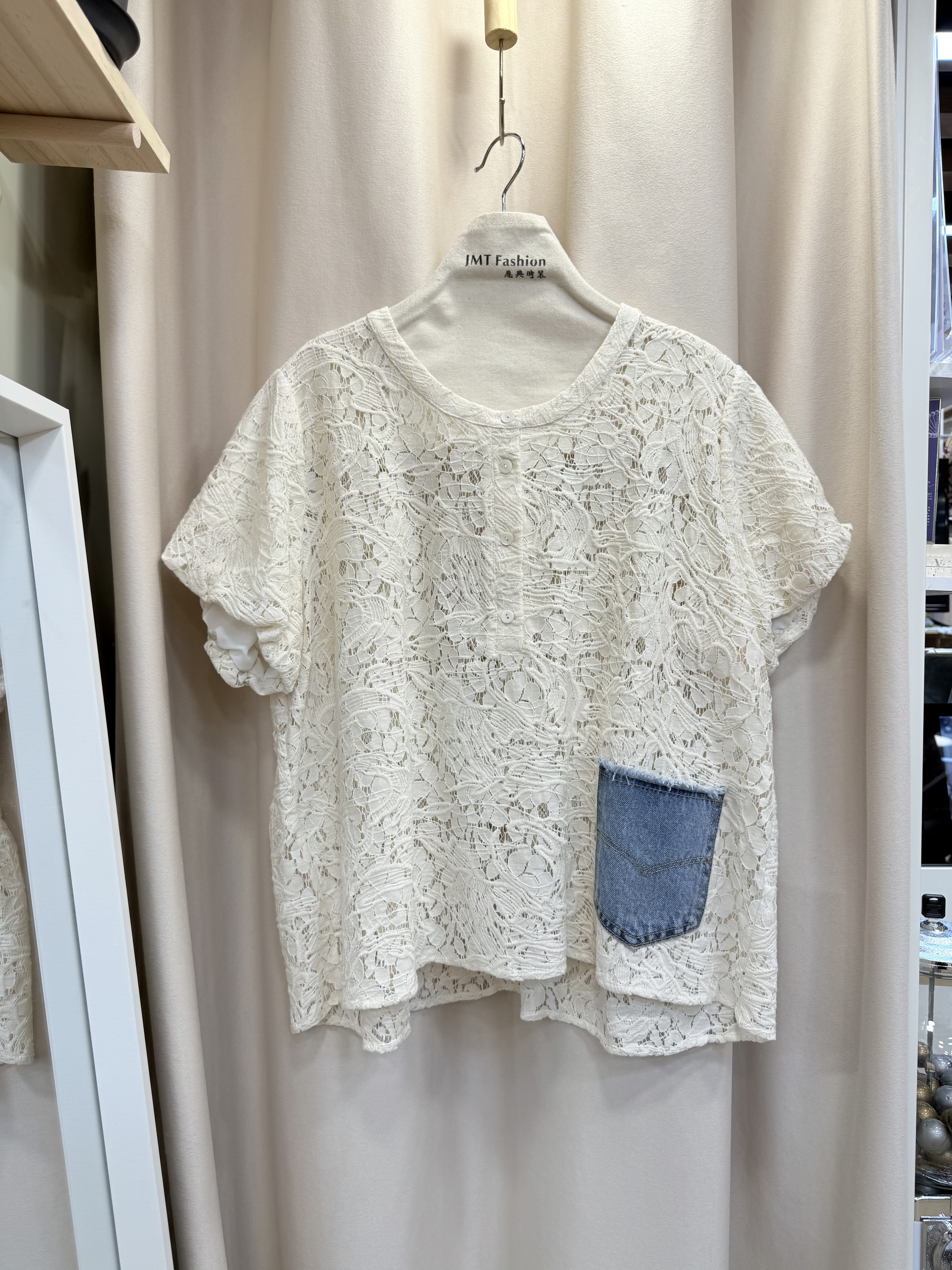 歐洲通花牛仔袋口衫 M960 6SB028-758373