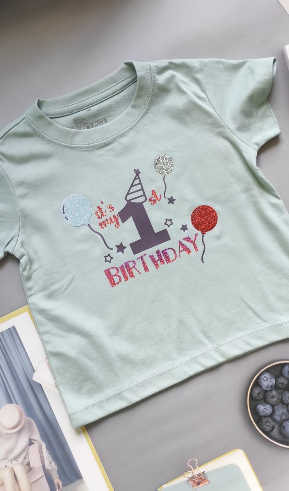 It’s my 1st birthday 純棉手工圖案印制T-Shirt