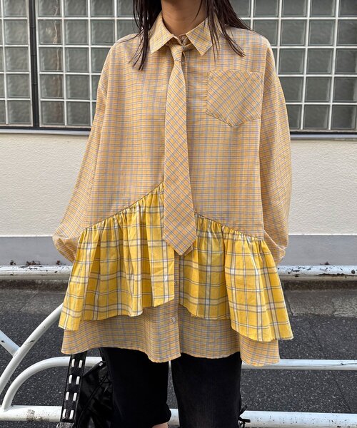 多層束腰襯衫裙【JT041】