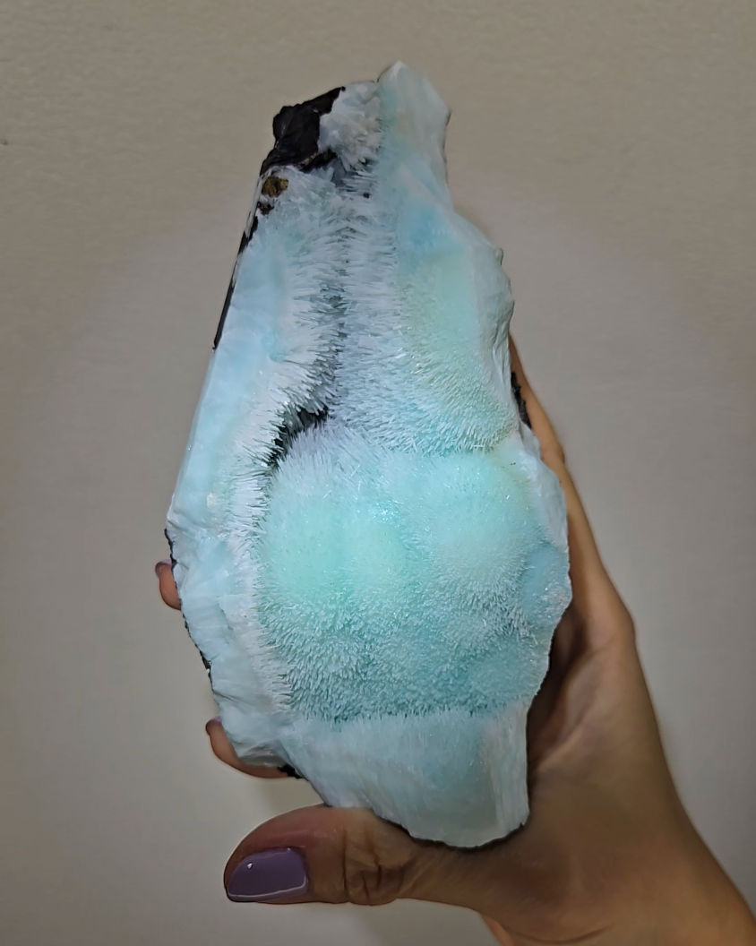 Blue aragonite cluster with bubble formations - AR59