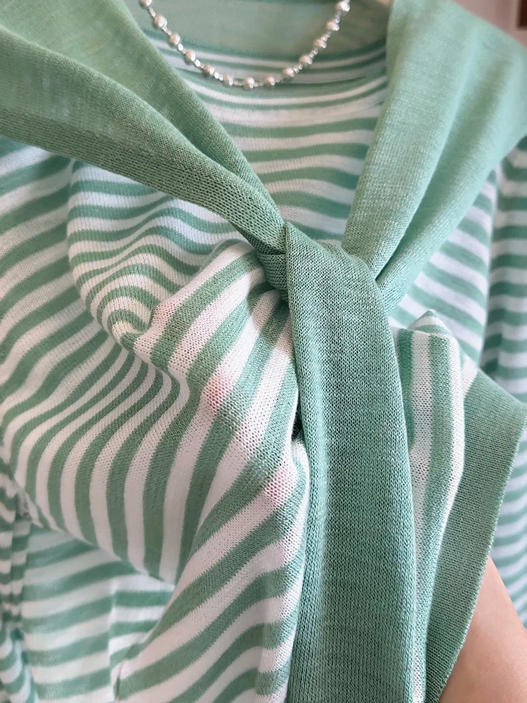 $110件。✨薄款條紋針織＋披肩綁結款｜韓系氣質套裝唔係普通兩件套！