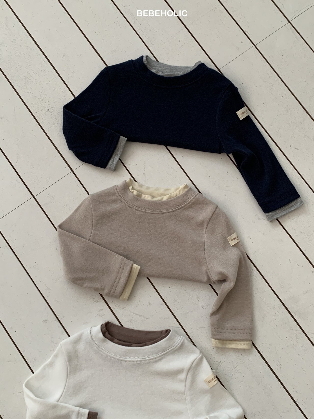 🌸預訂 韓國直送🌸🇰🇷BEBEHOLIC三色假兩件長袖上衣