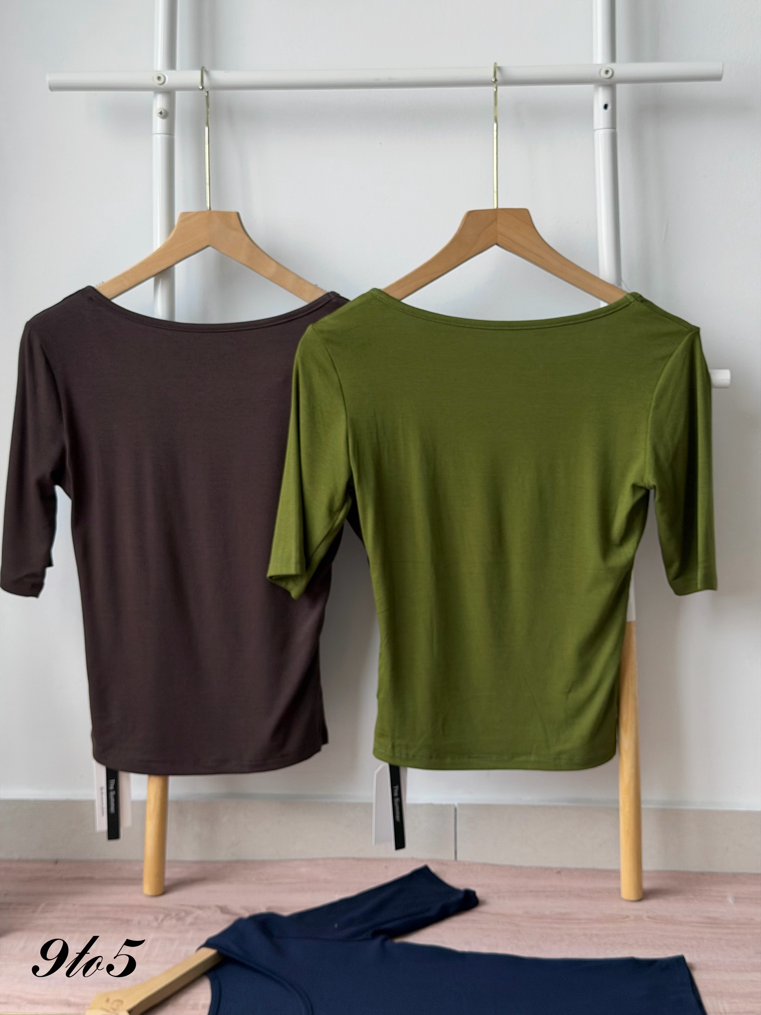 T4477 Half Sleeve Square Neck Top - 4 Colors 