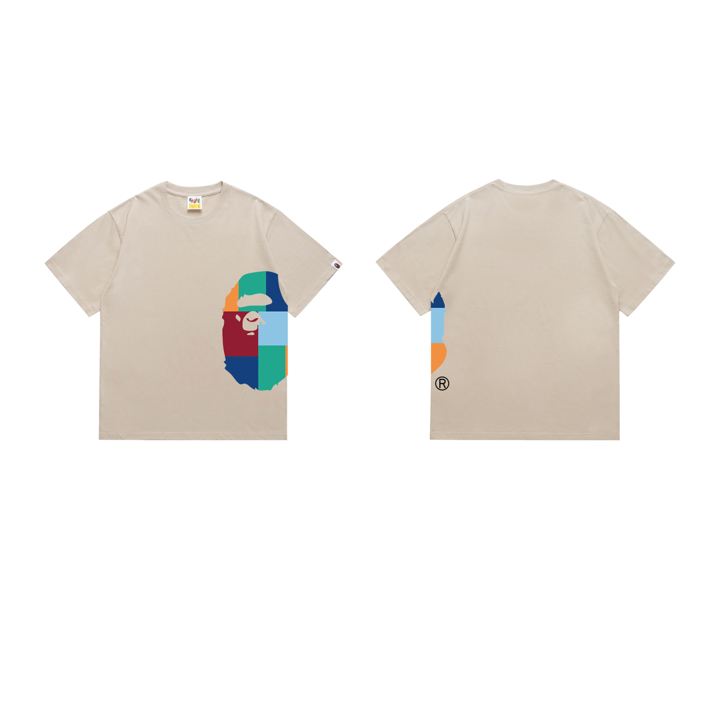 Bape Color Block Side Big Ape Head Tee