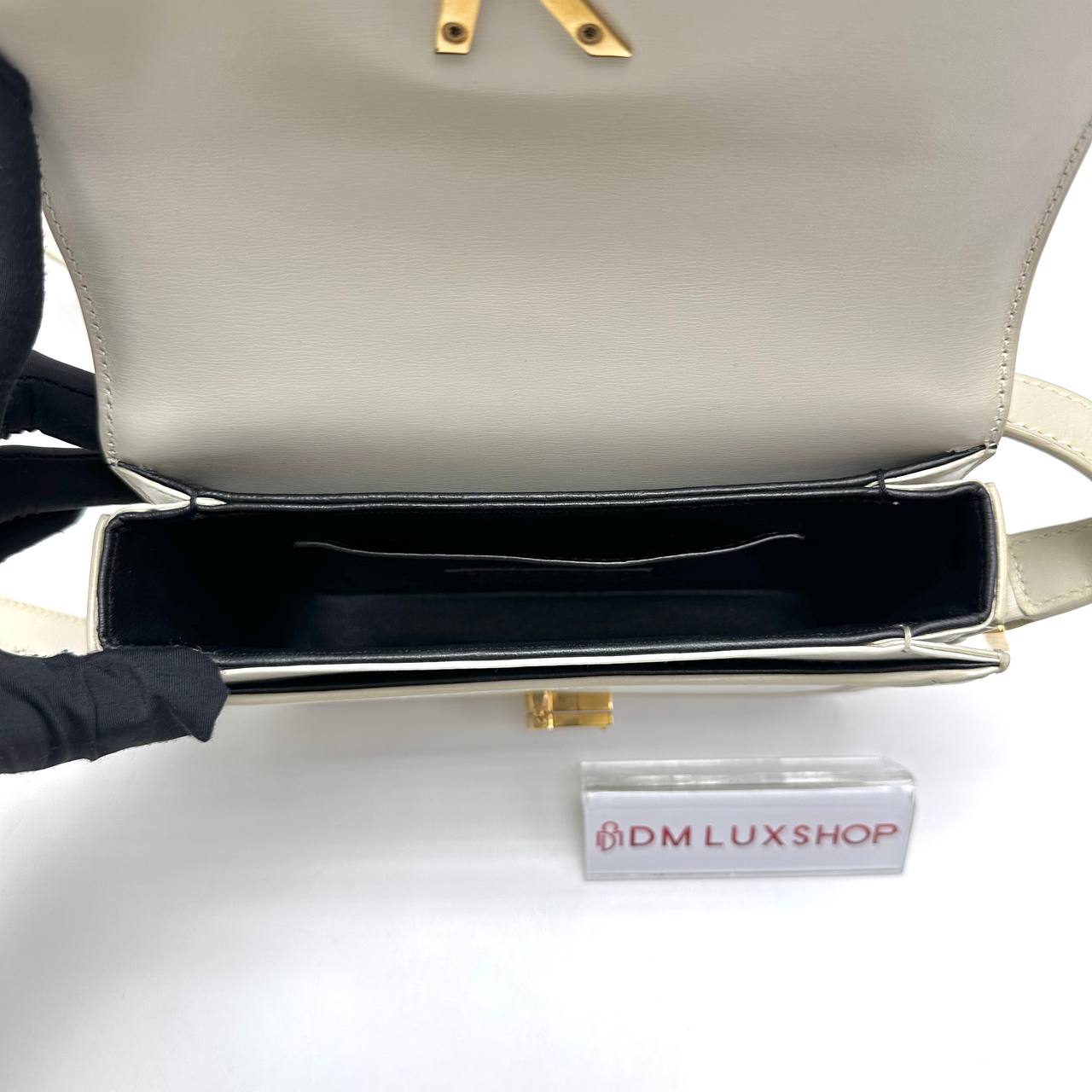 YSL Cream Calfskin Solferino Small Satchel GHW
