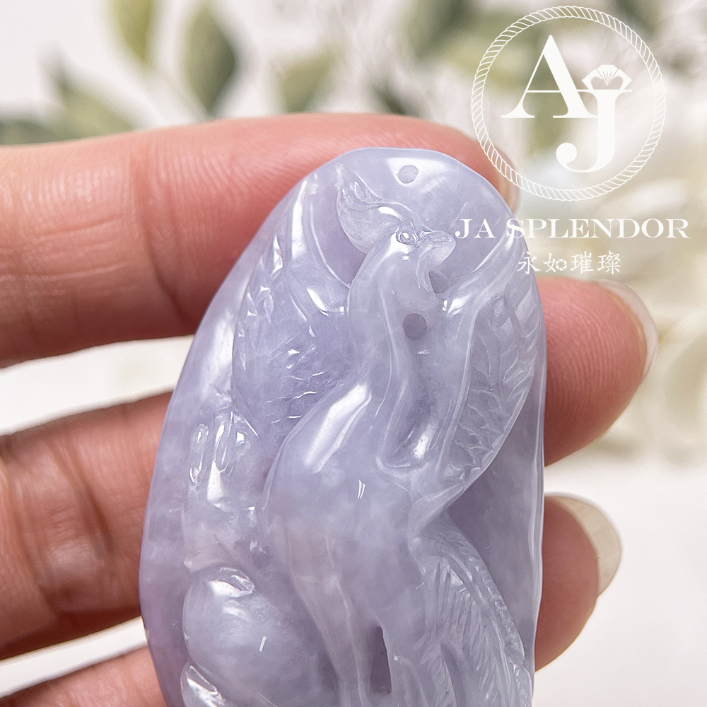 JN-762 天然翡翠A玉 冰潤紫羅蘭鳳凰吊墜