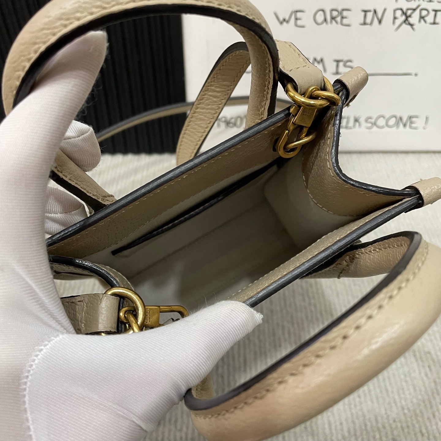 【預訂貨品】Gucci燕麥色老花琴譜包 