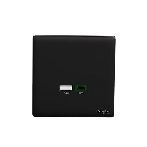施耐德 Unica X 曜石黑 45W Type A+C USB快速充電 插座
