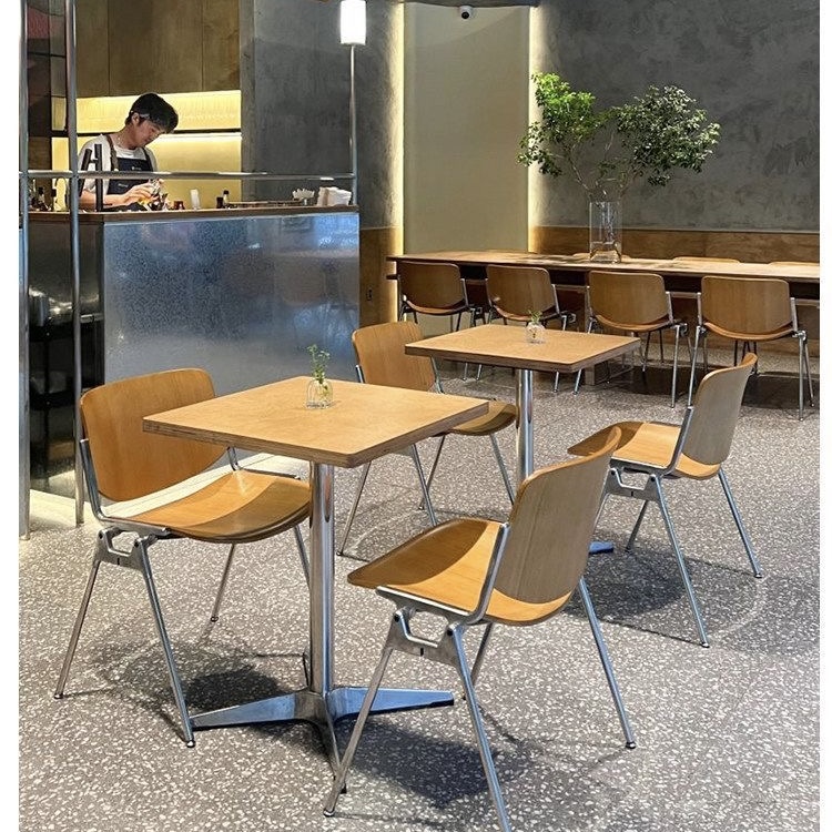 現代簡約輕食店商業餐廳 咖啡廳奶茶店甜品店西餐廳 海洋板桌椅組合marine‑plywood