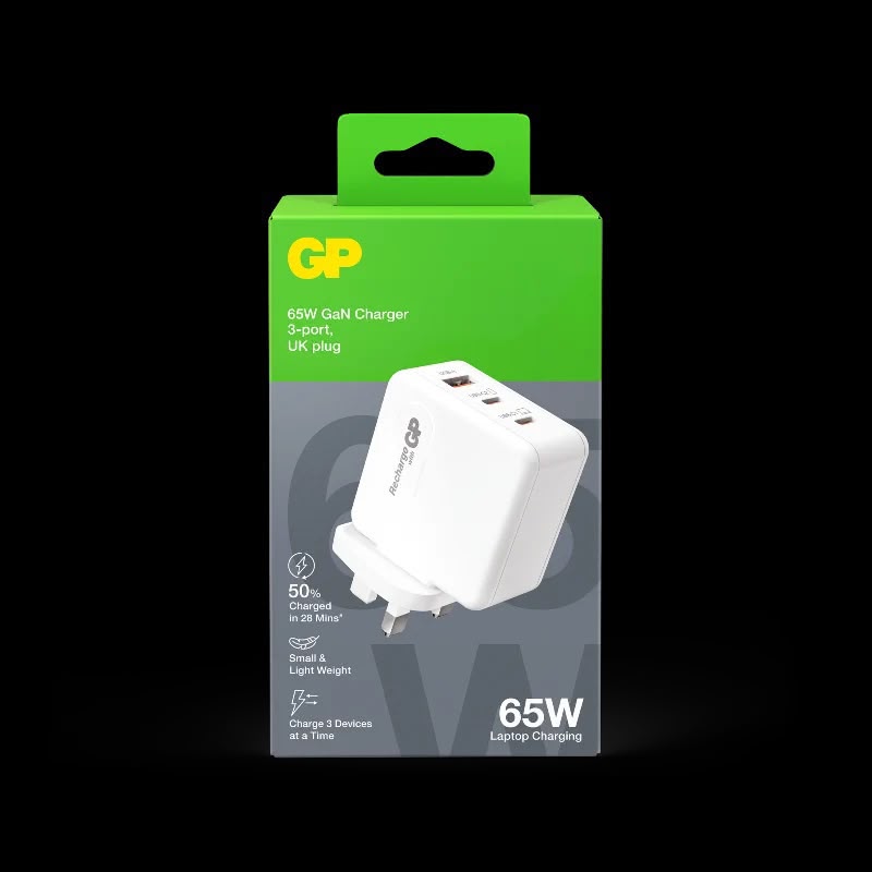 GP 超霸 65W USB-C 及 USB-A GaN三接口快速充電器