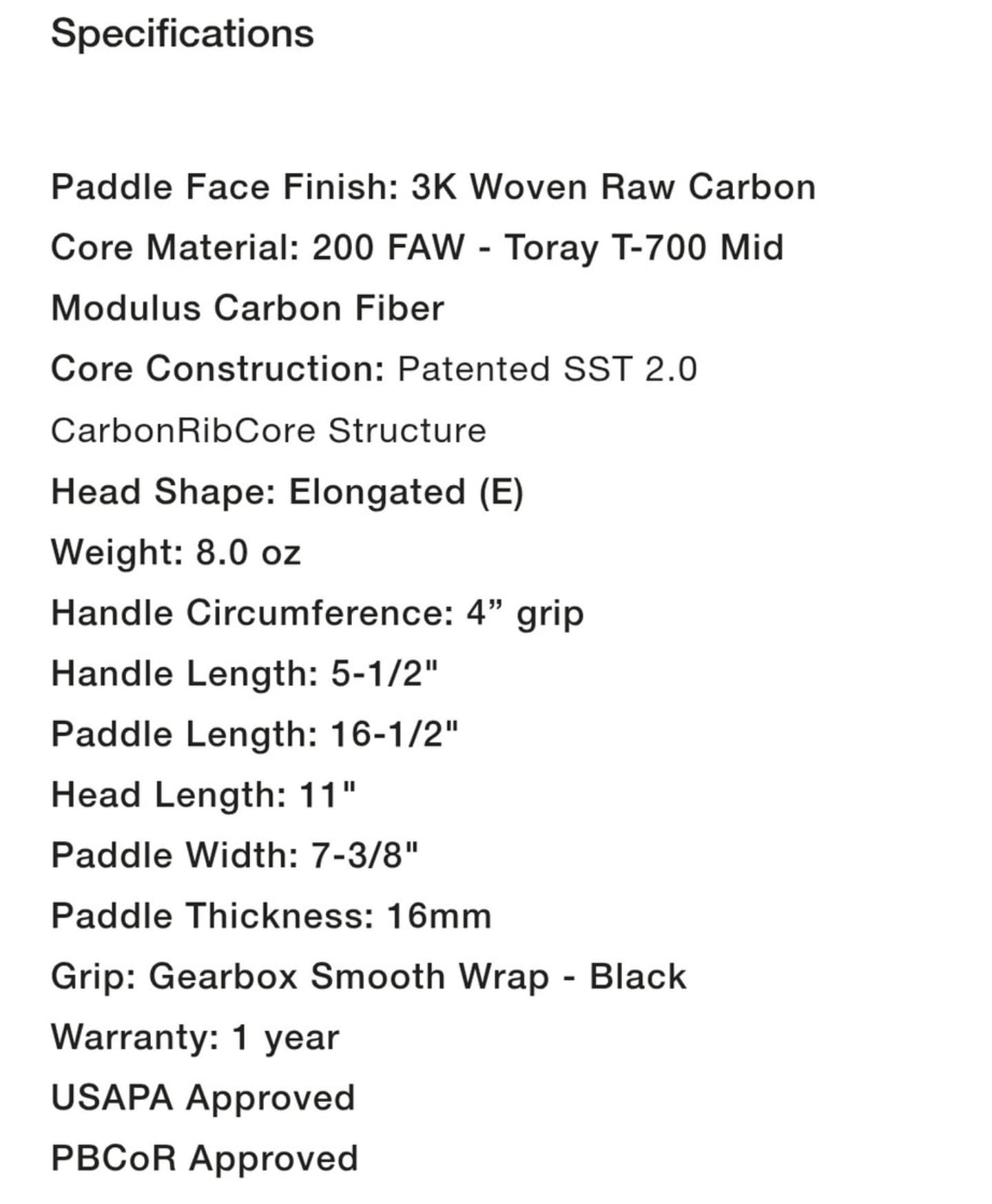 Gearbox匹克球拍GX2 Power 16mmPaddle Shape: Elongated & Hybrid