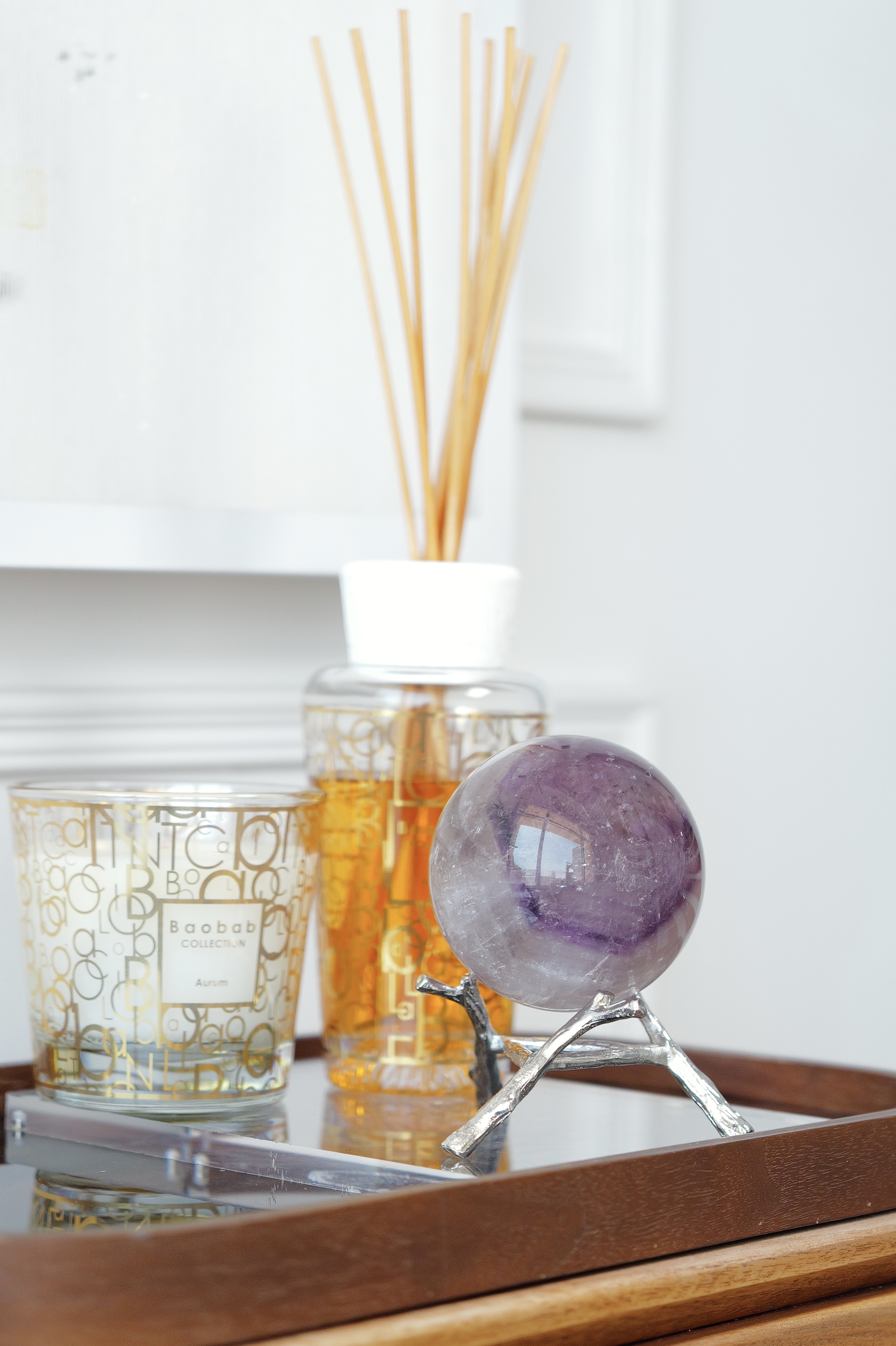 ༒ 7.4cm千層紋紫白雙色水晶球༒ AM.a081C19G5ss-RA26*7SA