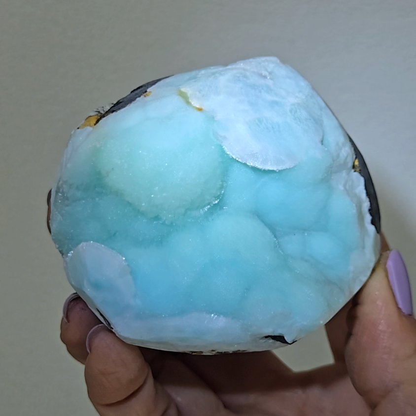 Blue aragonite with botryoidal bubble formations - AR55