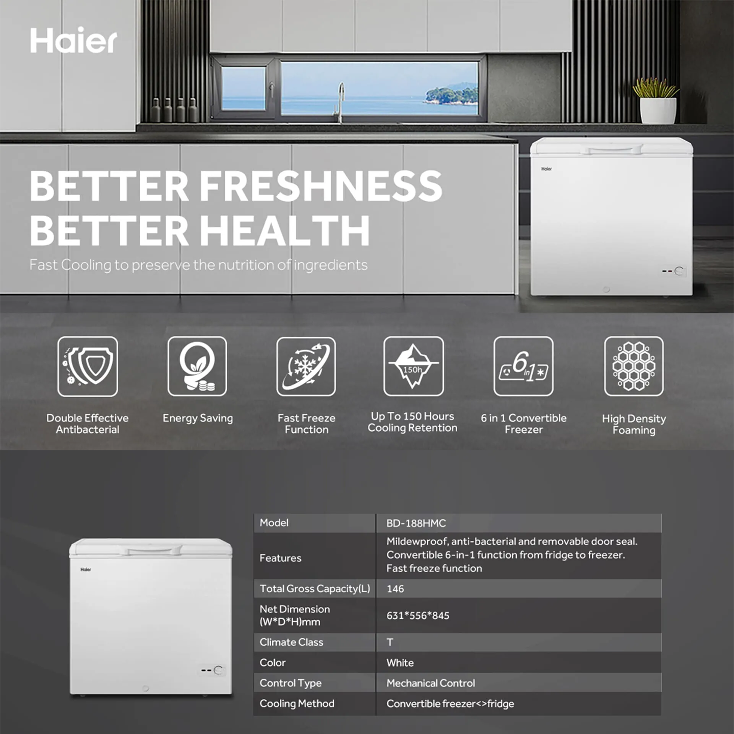 Haier 155L Chest Freezer (BD-188HMC)