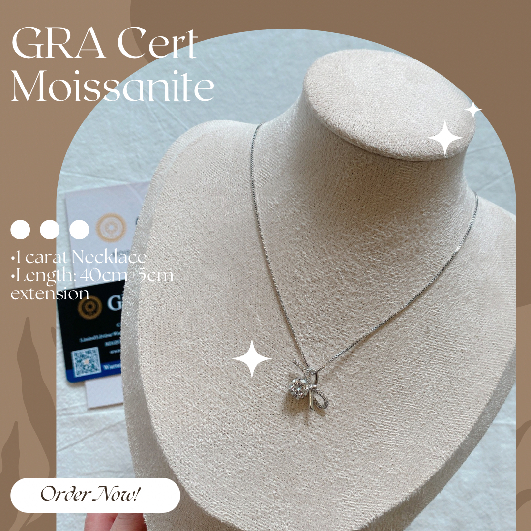 Moissanite Bow Necklace - GRA Certified 