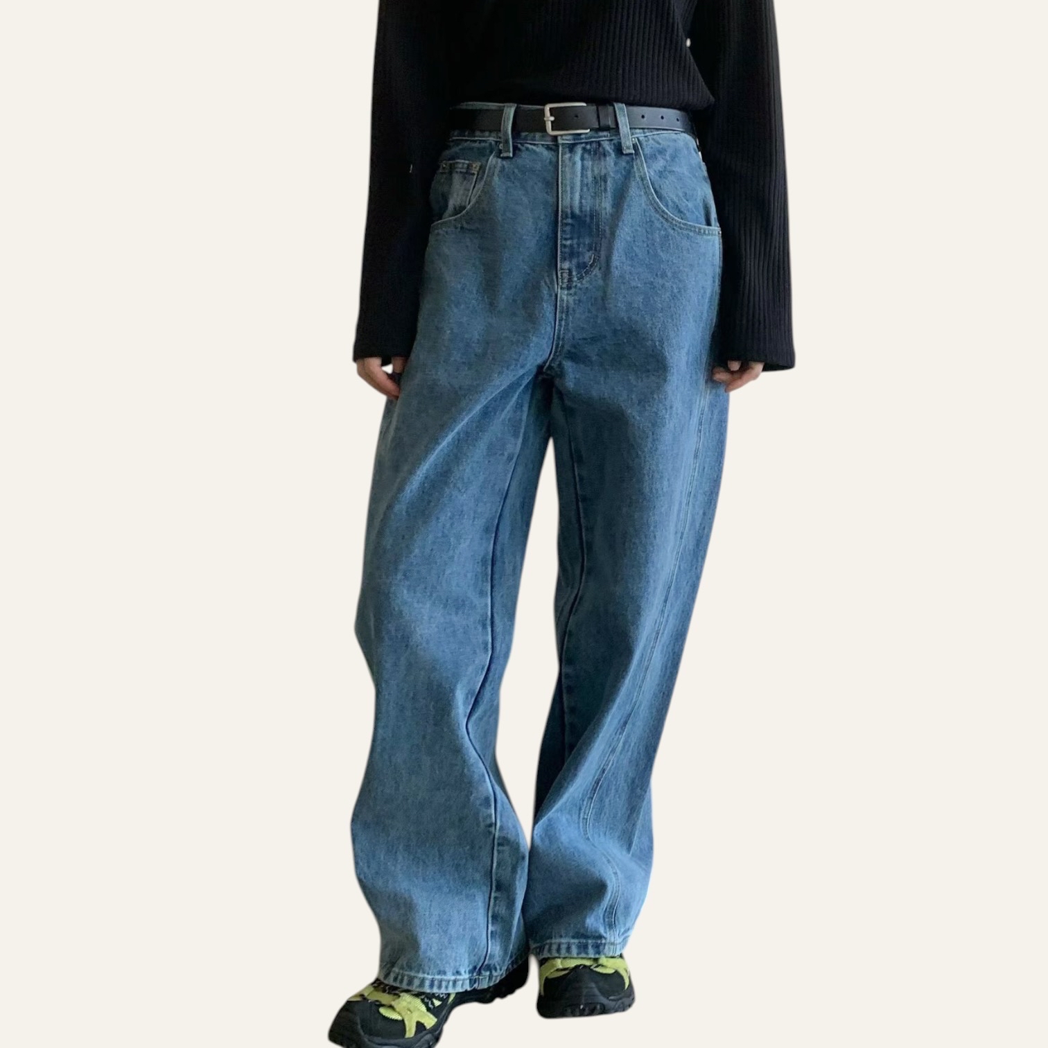 221046 洗水直腳牛仔褲