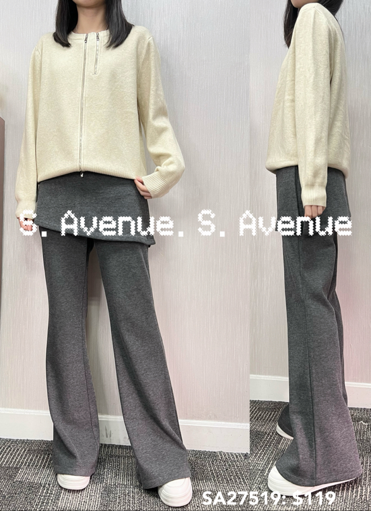 SA27519: 長袖前雙拉錬冷top