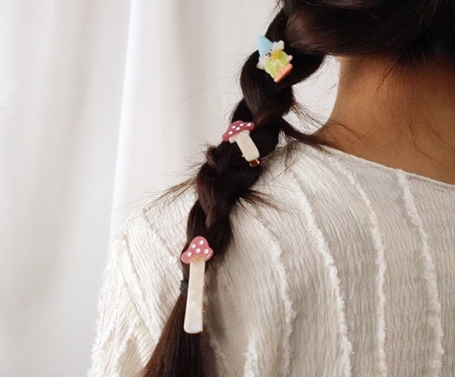 粉色蘑菇 髮夾Set 鴨嘴夾