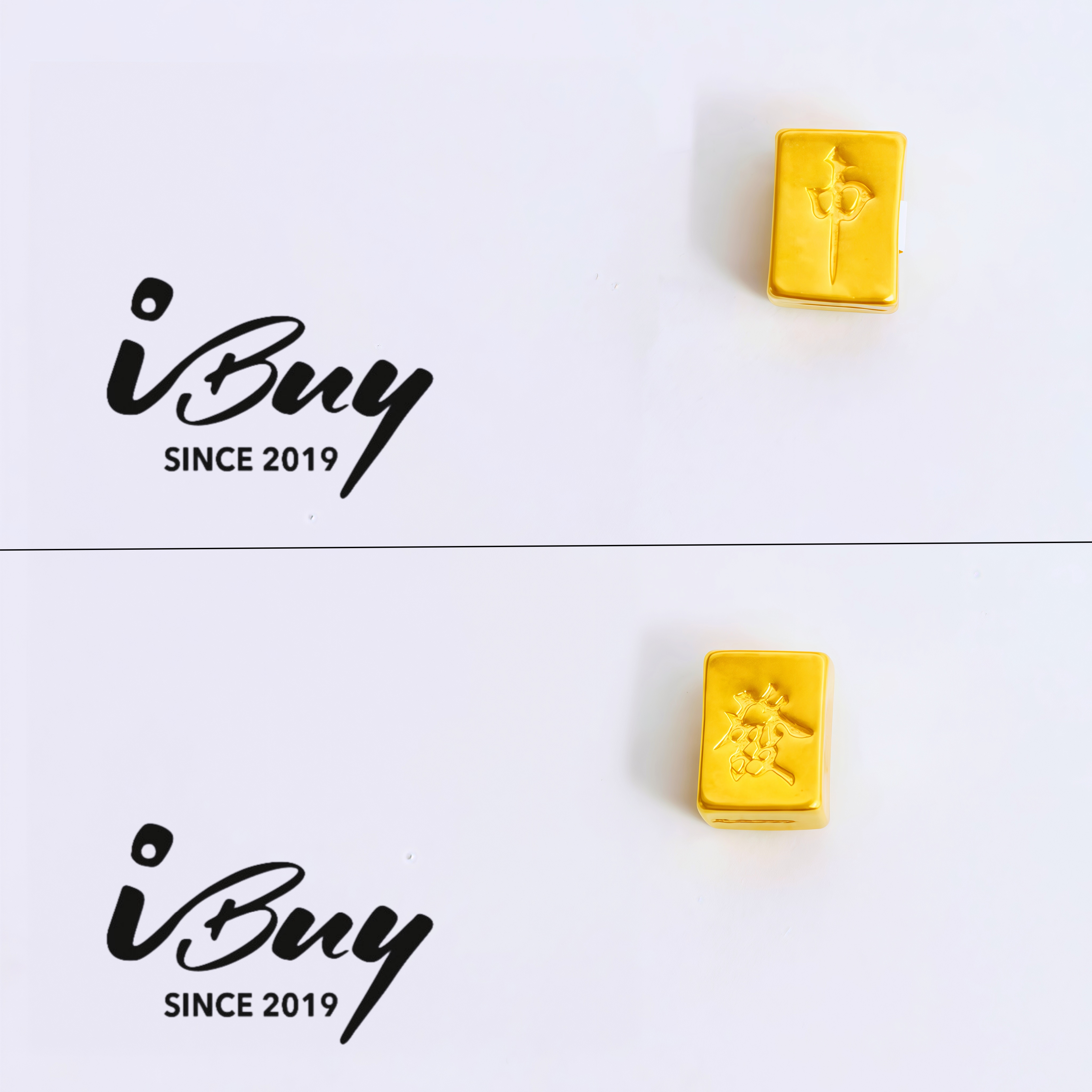 999 GOLD MAJION TILE RED DRAGON & GREEN DRAGON BEAD 999 金 麻将红中，发财串咀