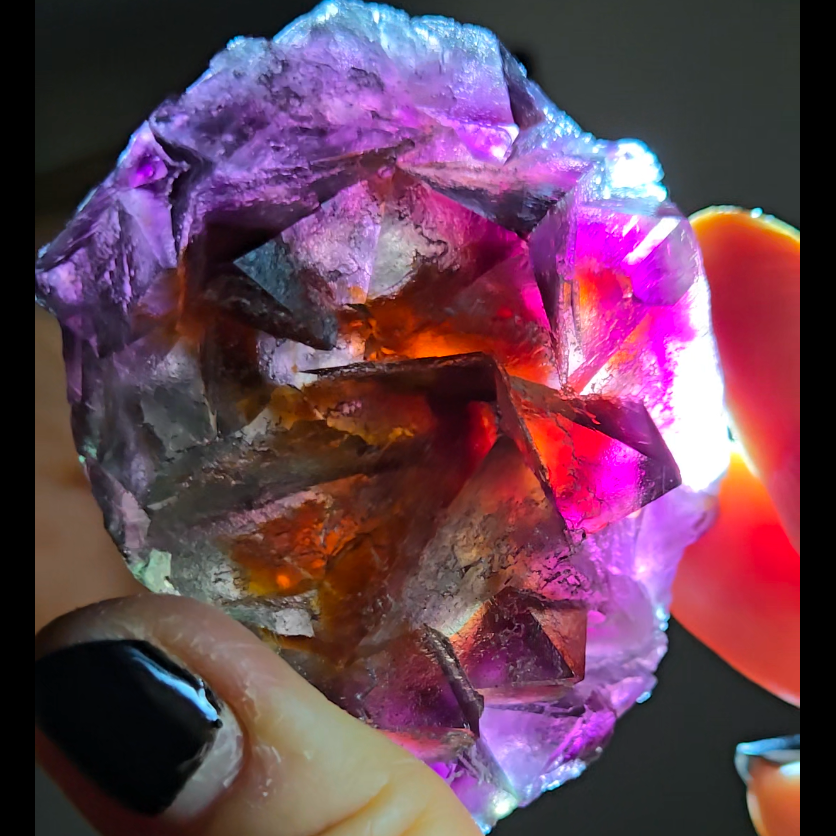 Red phantom octahedral fluorite from China - FL293