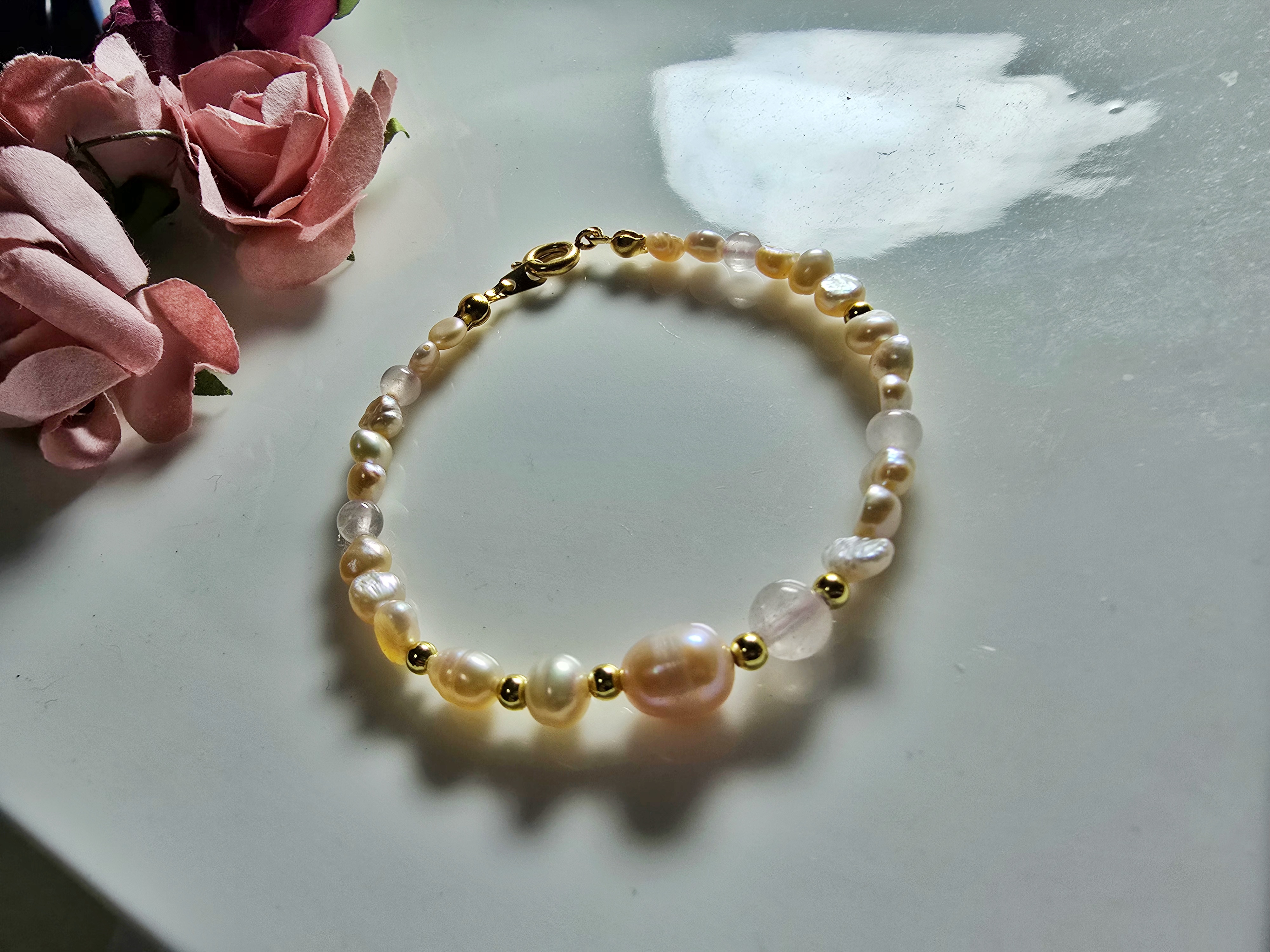 FWP0125-16  天然珍珠粉晶復古手鏈