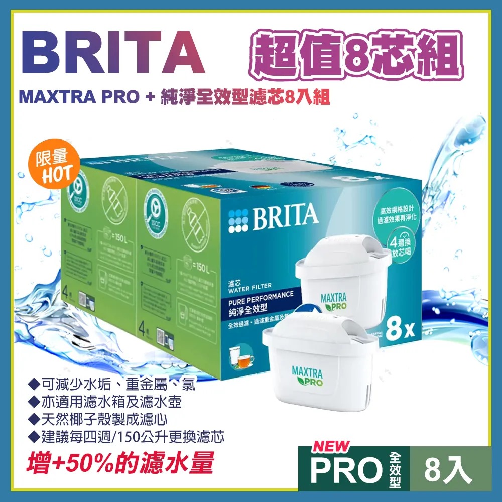 【預訂】BRITA 全新升級版 MAXTRA PRO Pure Performance 濾芯 (1盒8個)