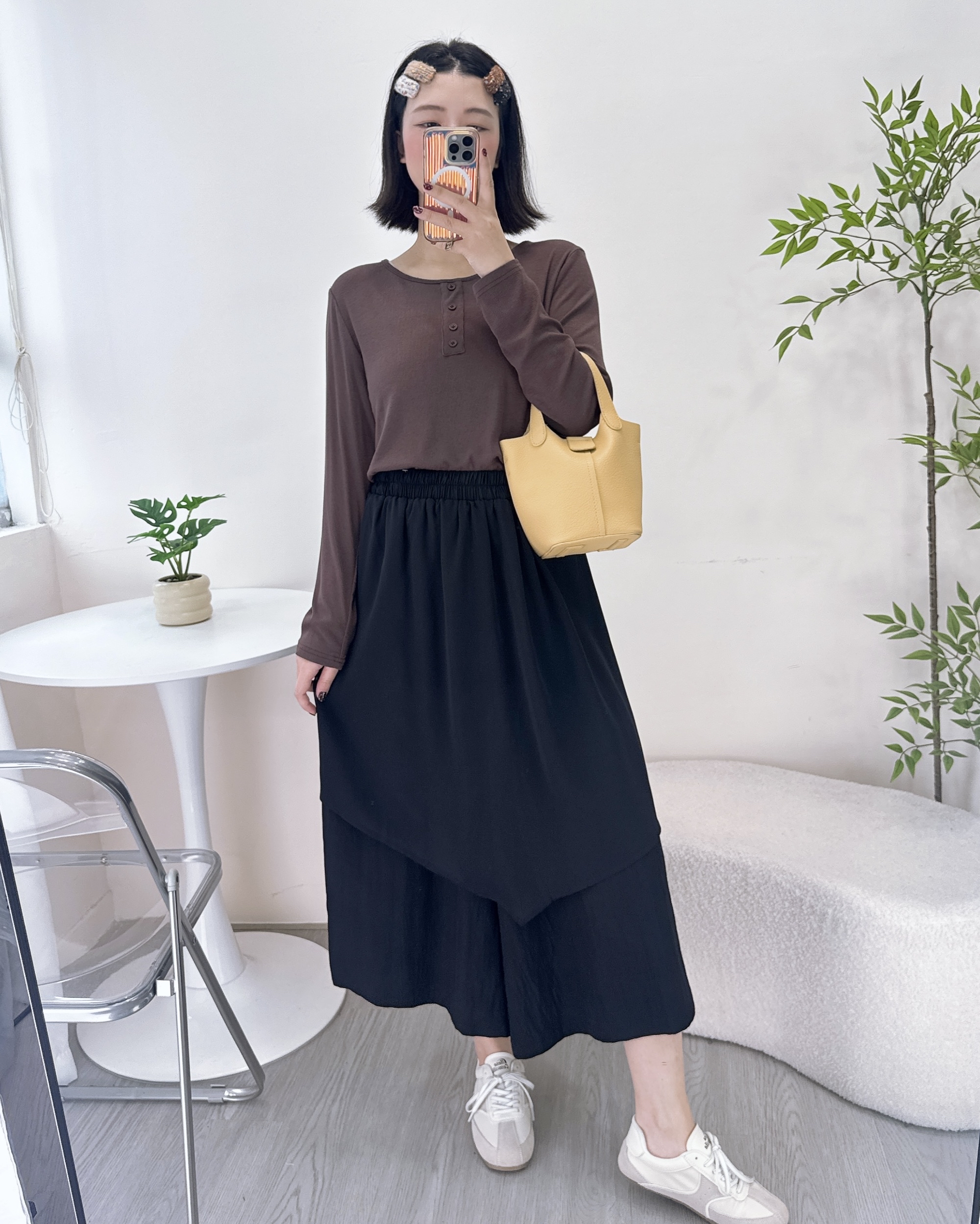 舒服薄身拼雪紡裙褲 3色