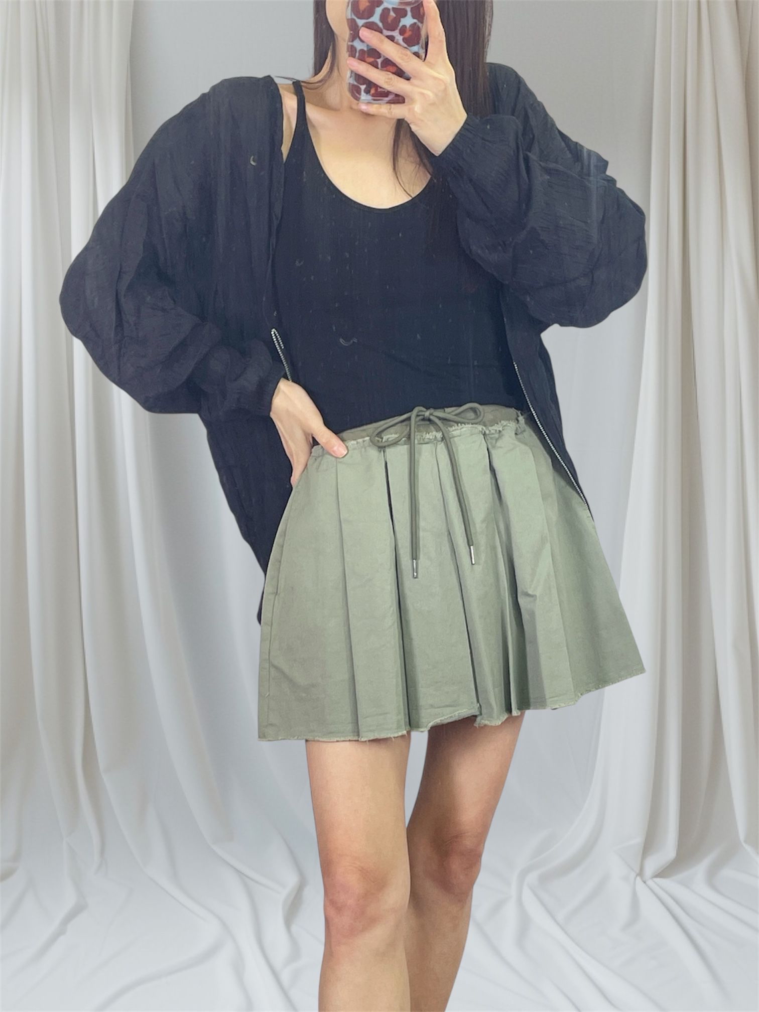 K5550 縐紋雪紡束腳外套