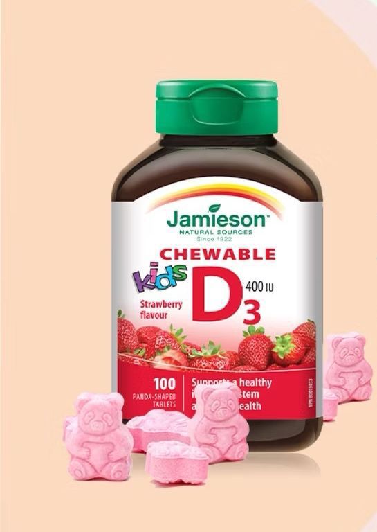 Jamieson 兒童 維他命 D3 咬咬 (士多啤梨味) 100 粒