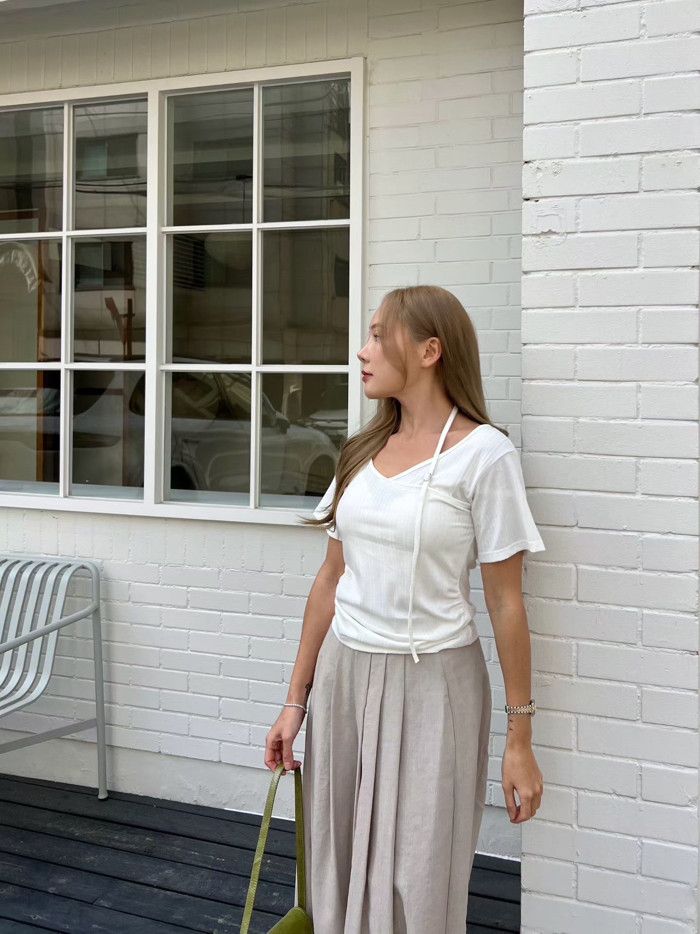 B20 掛頸側皺摺Top 