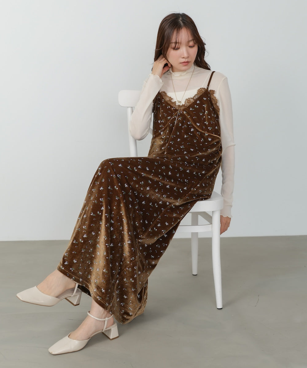 <限量現貨<JP> 浪漫x打卡Must Have 細帶蕾絲小碎花OPS* 可可啡