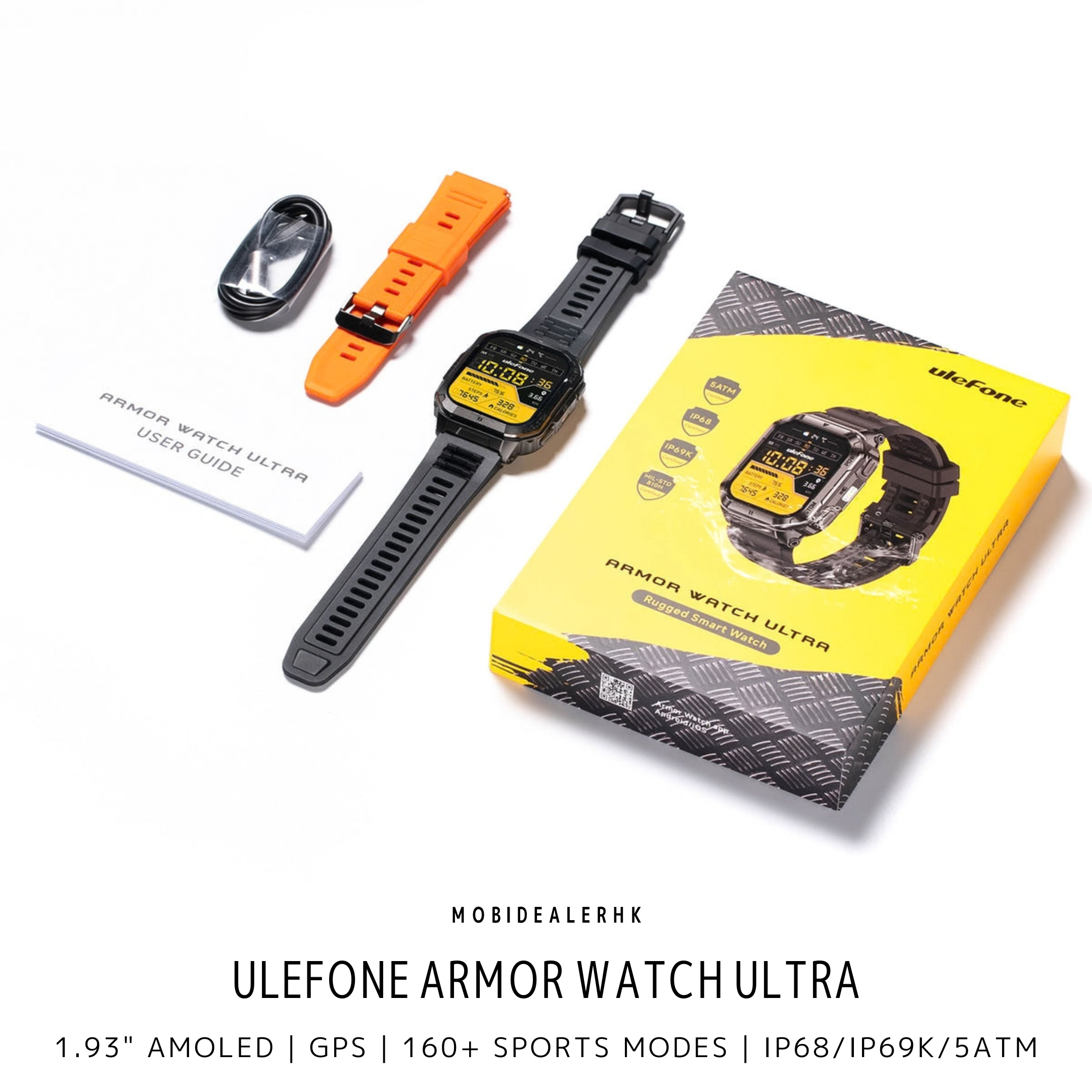 Ulefone Armor Watch Ultra | 歐樂風 Armor Watch Ultra | 三防智能手錶 | 1.93" AMOLED 大屏幕 | IP68/IP69K・MIL-STD-810H・5ATM | GPS+AGPS 離線地圖