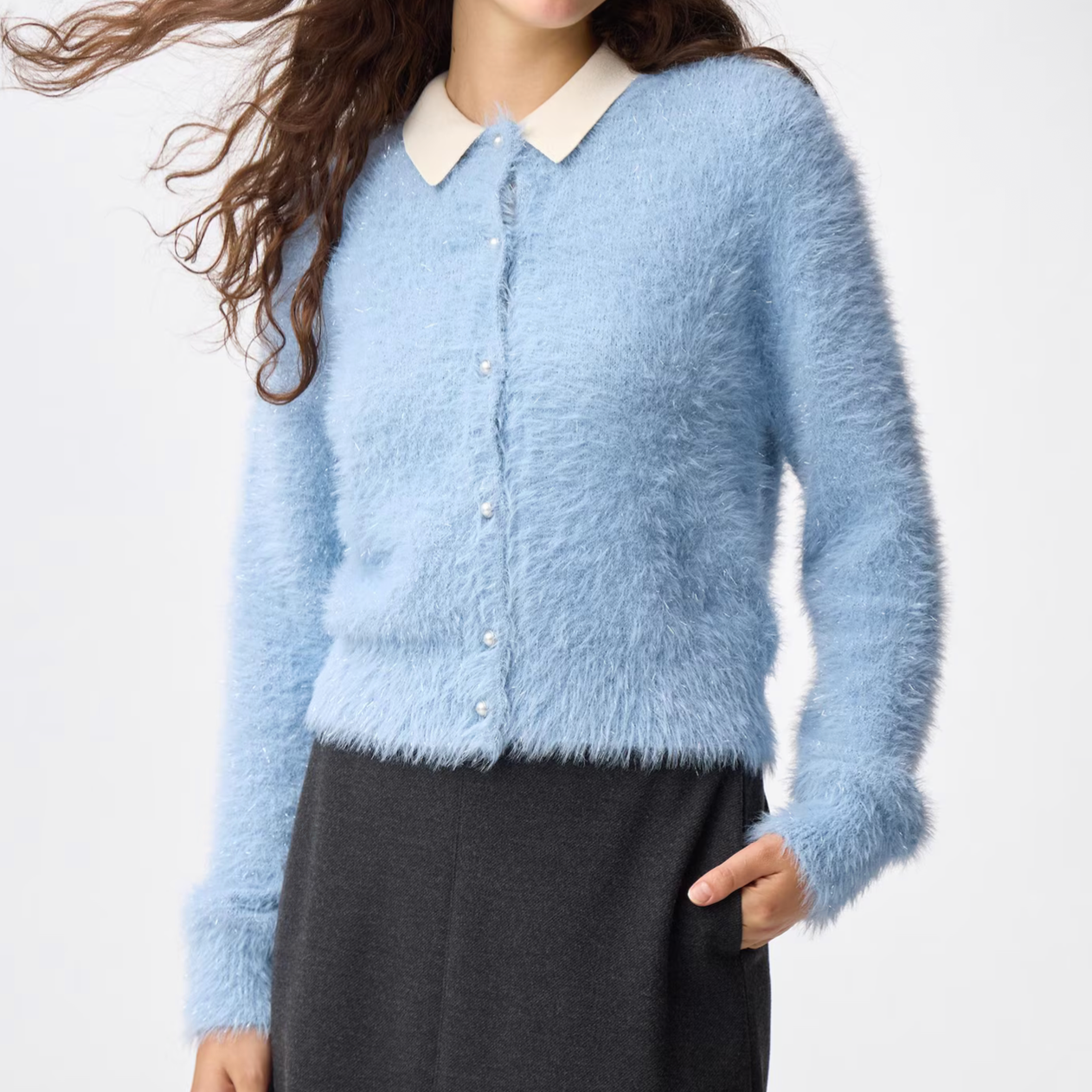 GU Shiny Crew Neck Cardigan Z