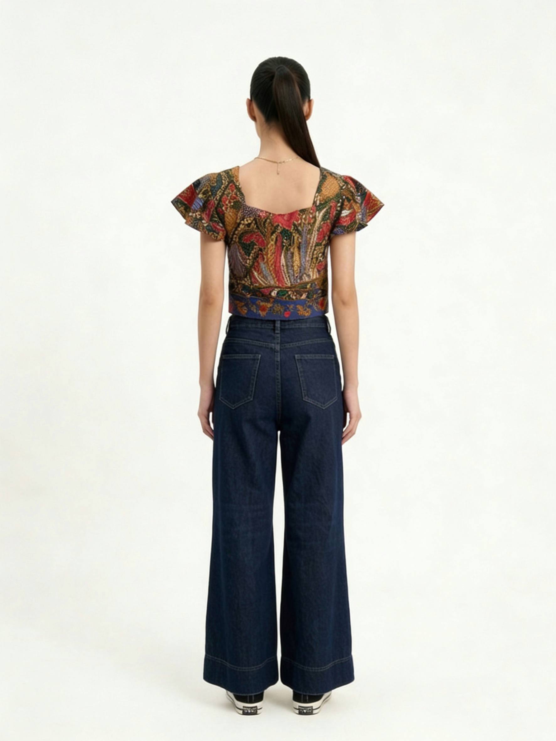 T2347 - Batik Buttoned Crop Top 