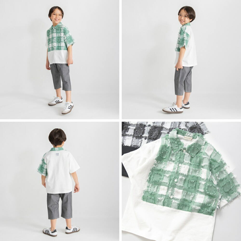 🆕【⭐訂購⭐】🇯🇵 日本直送 🌀🇯🇵 日本直送🇯🇵 3D浮紗提花格紋 襯衫式短袖Tee［2款選］🌀 [ELCA-0118][260403]