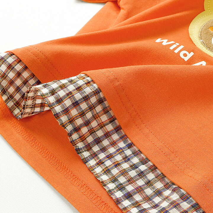 🇯🇵預訂 日本直送🇯🇵Zoomic兩色動物貼花前後印花格紋層疊短袖T恤