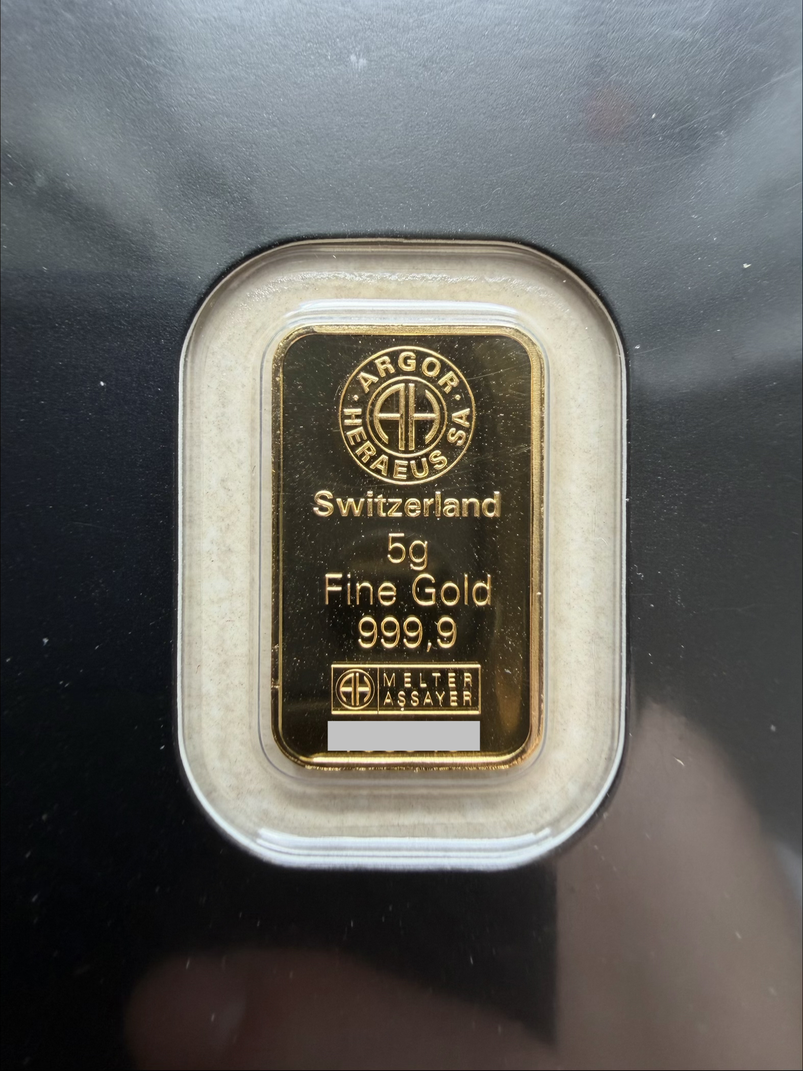 (SN155348) ARGOR Heraeus Kinebar 5g 🇨🇭Swiss Fine Gold Bar Emas 999.9 瑞士贺利氏镭射防伪金条