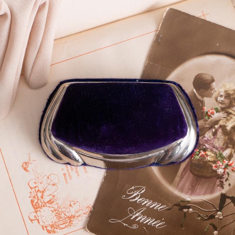 Rare! Vintage Early to Mid-Century Montreal Lachine Purple Velvet Double Ring Box /Antique Wedding Ring Box(MT1968)