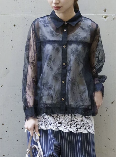 華麗蕾絲襯衫 - 2026 流行穿搭  蕾絲襯衫 春夏時尚穿搭 優雅日常 柔軟舒適 易於配搭 日本直送   #JP-I-260028