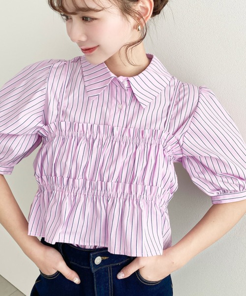 荷葉邊抹胸短袖襯衫上衣【JT036】