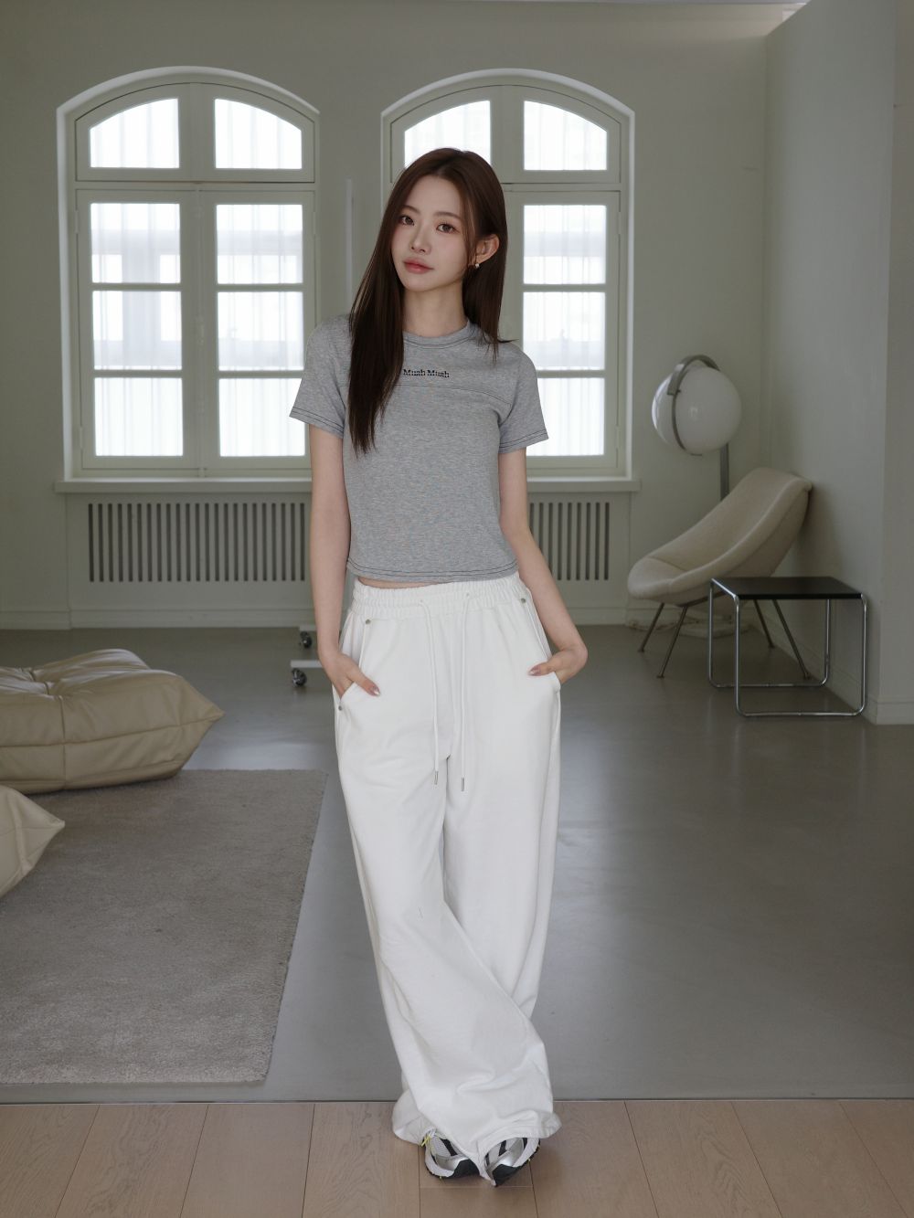 <預訂>🇰🇷MuahMuah Crop Point Pintuck Half T-shirt