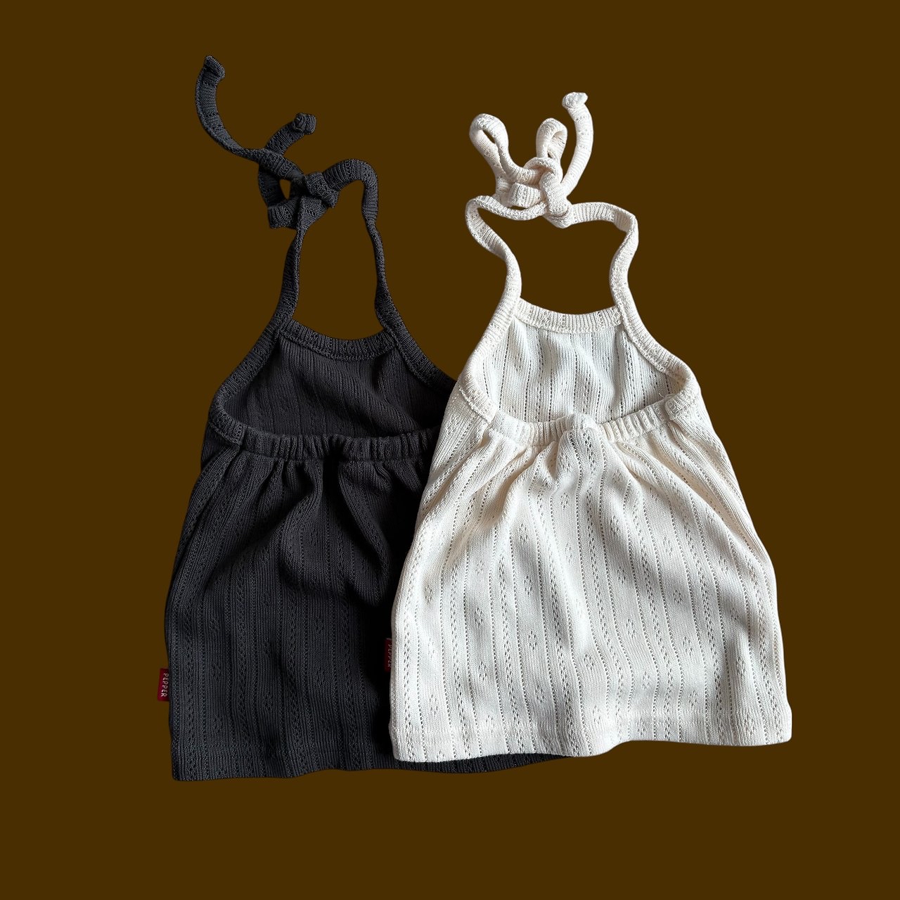 Pepper | Knit Eyelet Halter Sleeveless Top