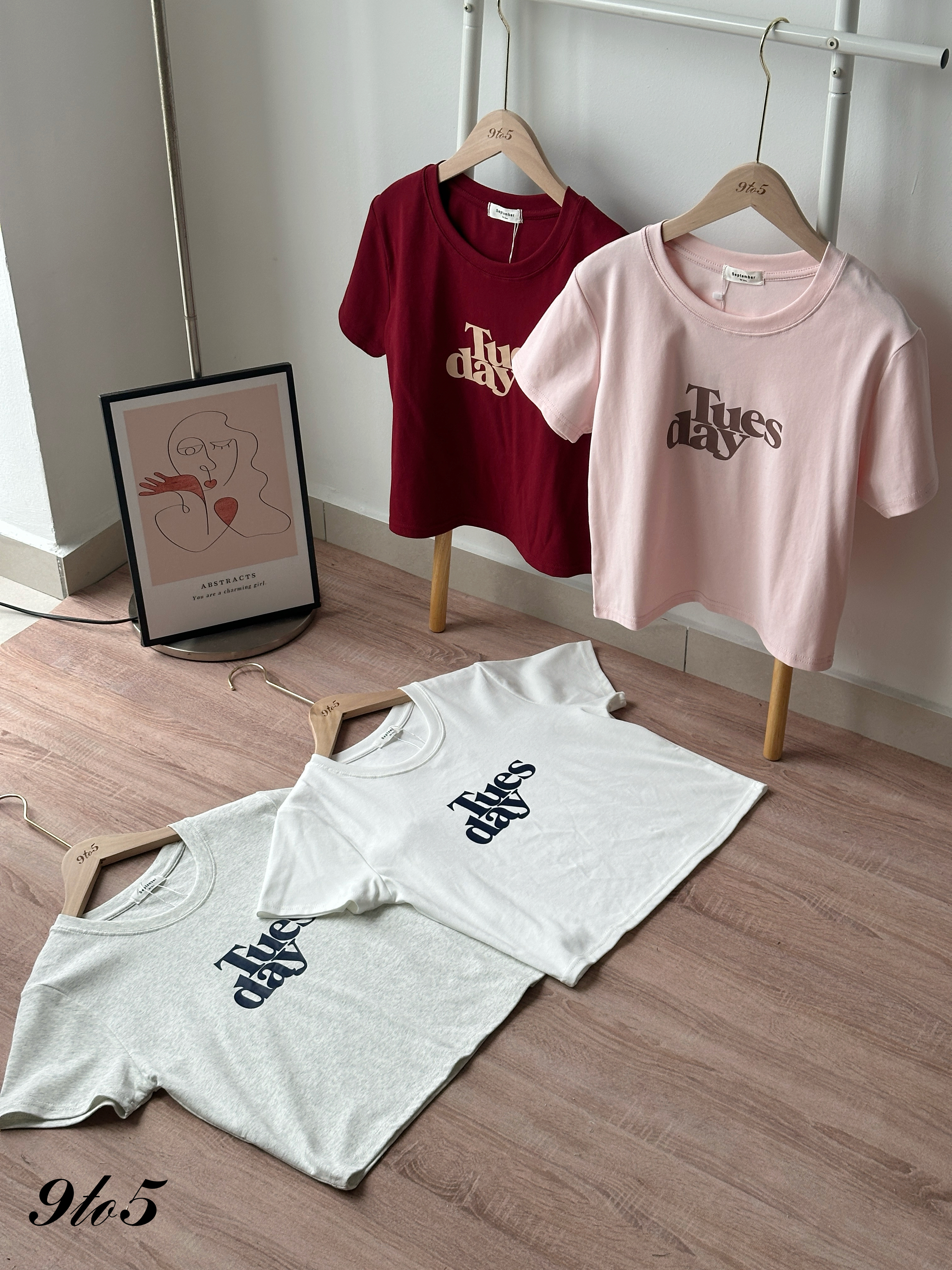 T4371 Printed Wording Crop Tee - 4 Colors 