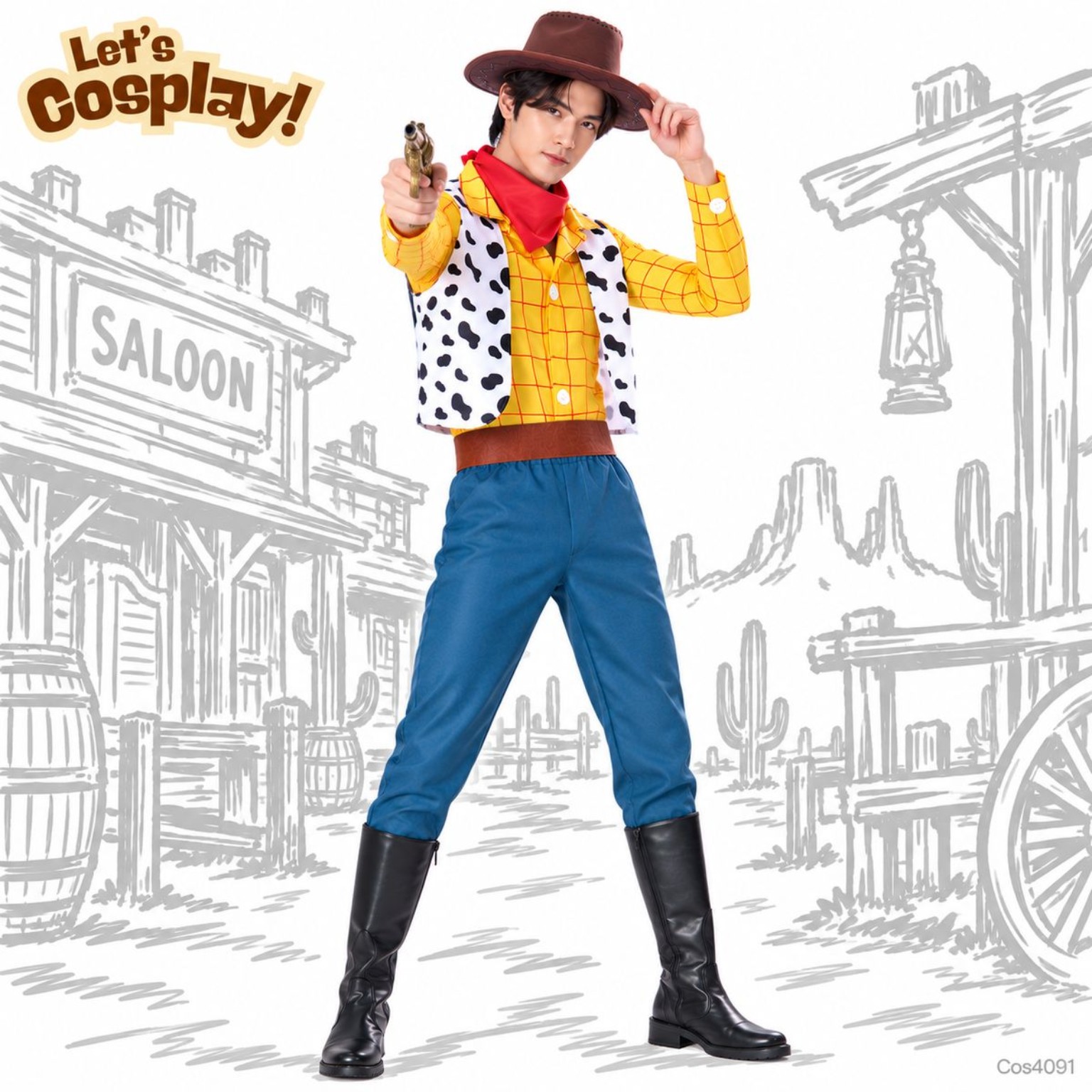 Toy Story反斗奇兵胡迪Woody成人牛仔角色扮演6件套｜香港現貨｜Lets Cosplay COS4091