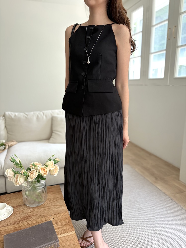 French Muse Vest Dress (Black)