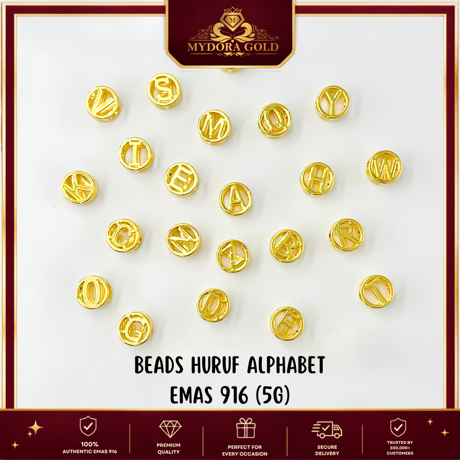 MYDORA Beads Huruf Alphabet (5G) l EMAS 916/22K
