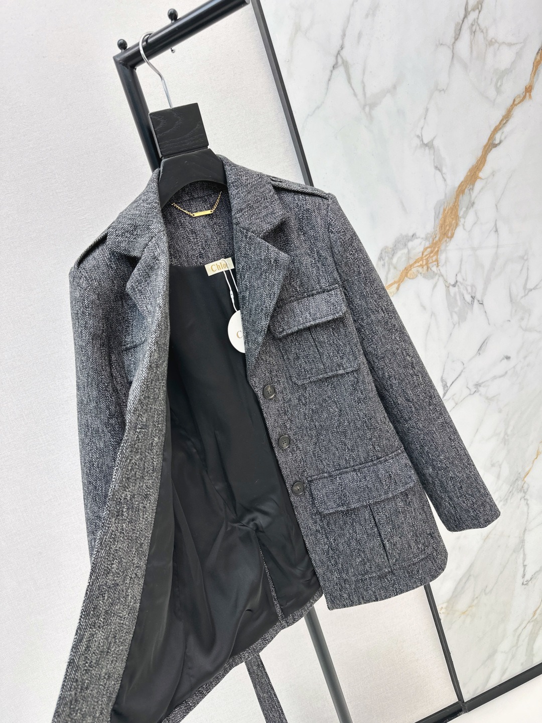 【頂級原單】Chloé Utilitarian Jacket In Chevron Wool 羊毛外套
